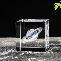 Ornement en cristal écologique personnalisé, cube créatif avec gravure 3D intérieure, nuage, galaxie, planète, artisanat pour la fête des mères, Noël