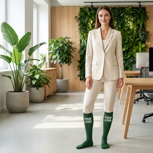 Chaussettes de compression montantes personnalisables avec logo, en nylon haute densité, à soutien gradué, fabrication OEM en gros - Product Image 1