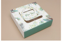 Boîte à biscuits rectangulaire pliable avec logo personnalisé, revêtement UV, pour emballages de fête, desserts