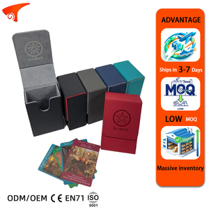 Étui de rangement pour cartes de tarot en cuir PU personnalisé, 100 cartes, coins carrés, gaufrage, boîte cadeau portable pour cartes de jeux de société - Product Image 1