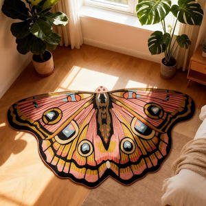 Alfombra creativa con forma de mariposa, imitación de cachemira, grosor medio, diseño novedoso para sala de estar, dormitorio, decoración del hogar - Product Image 5