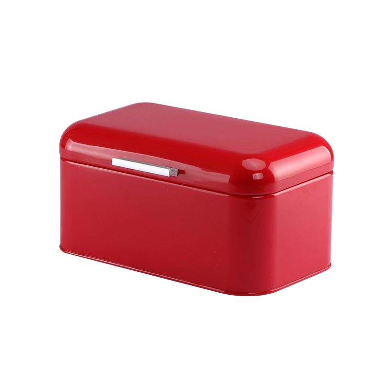 Metal Bread Box With Roll Top Lid – Large Countertop Storage Container For Kitchen, Bakery (Red)