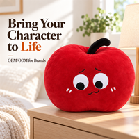 Coussin en peluche personnalisé en forme de pomme Kawaii, oreiller moelleux pour canapé, décoration d'intérieur, cadeau pour enfants, peluches personnalisées