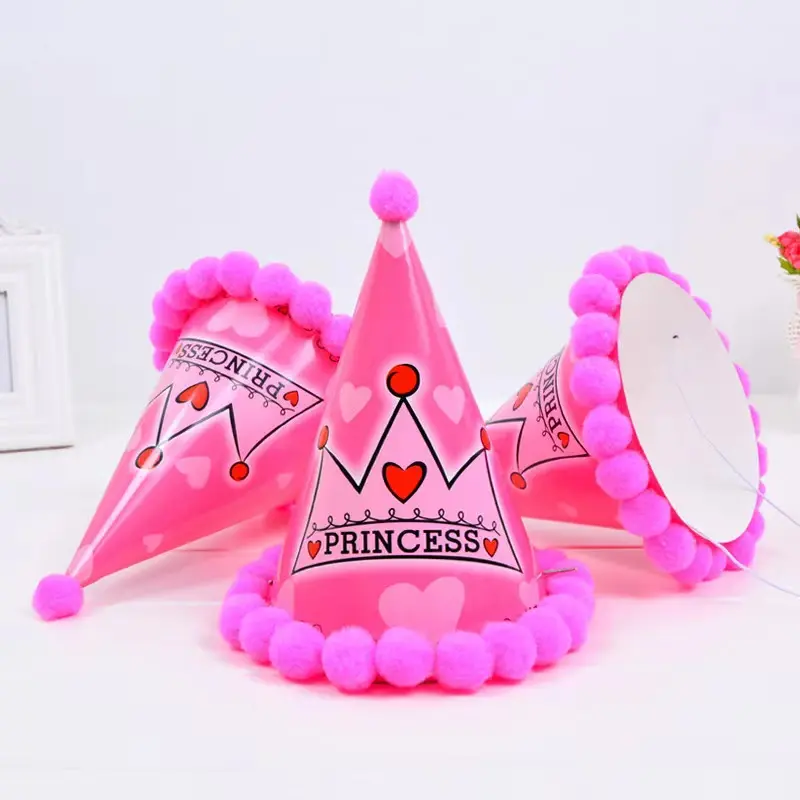 Chapeaux de cône de fête d'anniversaire pour adultes et enfants décorations adaptées aux animaux de compagnie chapeau de boule de poils pour chapeau de décorations de fête d'anniversaire