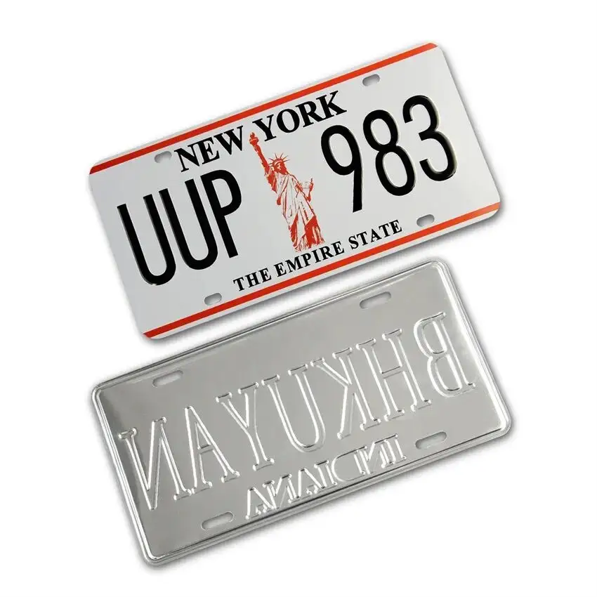 Placa de carro de alumínio com logotipo personalizado para decoração de lembrança, tamanho dos EUA, novidade