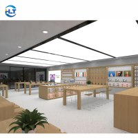 Meubles d'exposition LED modernes, écologiques, durables et étanches pour téléphones, avec éclairage intégré, table d'expérience mobile en bois sur mesure pour la vente au détail