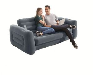 โซฟาเป่าลมสีเทาสำหรับใช้ในบ้าน โซฟาแบบดึงออกได้ เตียงลมพับได้ - Product Image 3