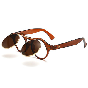 Gafas <span class=keywords><strong>de</strong></span> Sol Retro Flip-Top 8008 Punk Steampunk Cuadradas <span class=keywords><strong>de</strong></span> Doble Capa UV400 Doradas, Fabricante Mayorista, Cómodas y a la <span class=keywords><strong>Moda</strong></span> - Product Image 5