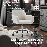 Chaise de bureau pivotante en fausse fourrure, confortable et moelleuse, moderne, pour chambre, salle à manger, loisirs, avec roulettes et hauteur réglable