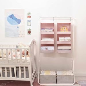 Organiseurs de placard suspendus pliables, étagères suspendues à 3 niveaux pour casier, rose - Product Image 2