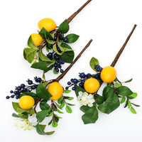 Rangkaian Bunga Buatan Lintas Negara dari Busa Sutra, Daun, Cabang Kecil Lemon, Blueberry, Buah-buahan - Gaya Eropa-Amerika untuk Rumah