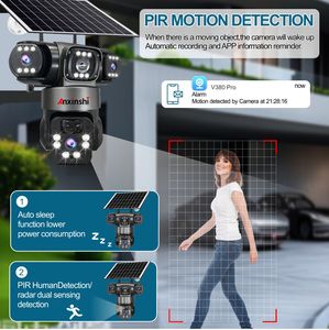 กล้องวงจรปิดไร้สายพลังงานแสงอาทิตย์ Anxinshi ซูม 10 เท่า กล้อง PTZ เสียงสองทาง กล้องรักษาความปลอดภัยพลังงานแสงอาทิตย์ 4G ติดตามการเคลื่อนไหวของมนุษย์ด้วย AI สำหรับภายนอกอาคาร - Product Image 5