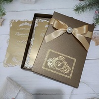 Boîte de Princesse Luxueuse en Acrylique Doré Effet Miroir avec Nœud pour Invitation Quinceañera, Invitations DIY pour Anniversaire de Mariage, Cadeau pour les Invités