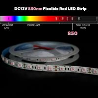 Bande lumineuse LED 12V 24V 850nm, 1M/14.4W IP30, lumière infrarouge flexible et découpable pour la photographie nocturne et la thérapie par lumière rouge LED