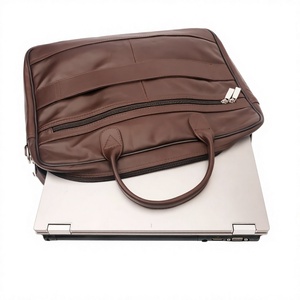 ELYSIAN INDUSTRIES Unisex Genuine Leather Tactical Sports Briefcase Professional Solid Brown Zipper Closure Adjustable Strap - Product Image 3