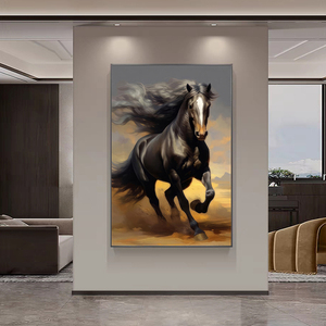 Modern grosir kustom HD cetakan hewan kuda lukisan lampu dekorasi rumah lampu LED lukisan porselen kristal seni dinding - Product Image 6