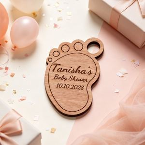 Llavero de madera personalizado, recuerdos de cumpleaños para invitados, regalos rústicos de agradecimiento al por mayor, regalos de fiesta para niña o niño, mono de bienvenida para bebé - Product Image 3