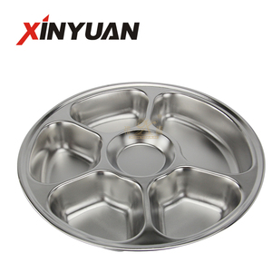 Rẻ Hơn Chất Lượng Cao Thép Không Gỉ Thali Vòng Kim Loại Tấm Thức Ăn Nhanh Khay - Product Image 4