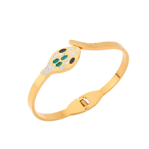 Bracciale a Forma di Serpente in Acciaio Inossidabile Placcato Oro, Gioielli di Moda per Donne - Product Image 1