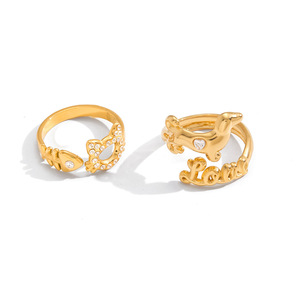 Animal Shape Gold Plated Zircon <b>Cat</b> And Dog <b>Ring</b> Unisex Jewelry Gift - Product Image 5