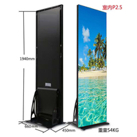 Panel Layar LED Poster Iklan Indoor P2.5 HD Wifi dengan Cermin Berdiri dan Dudukan Lantai