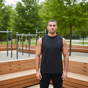 เสื้อกล้ามแบรนด์สั่งทำพิเศษสำหรับผู้ชาย ผ้าฝ้าย 100% คอกลม แห้งเร็ว ระบายอากาศได้ดี เหมาะสำหรับออกกำลังกาย ฟิตเนส ชุดลำลอง ชุดกีฬา - Product Image 2