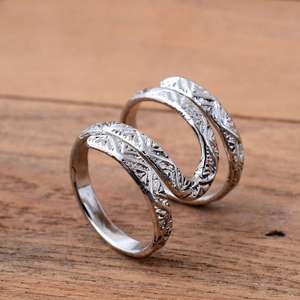 Anneaux de soutien pour l'arthrite en argent réglables PIP/DIP et pour articulation du cou de cygne, de luxe, style mariage, longueur midi, pour doigts entiers - Product Image 1