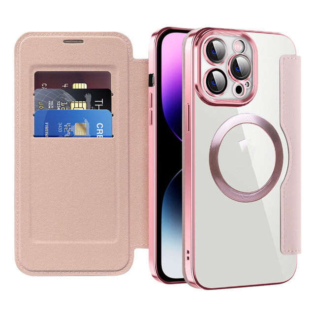 Fashion Flip Leather Phone Case for iPhone 14 13 12 11 Wireless Charging Wallet Phone Case for iPhone 14 15 Pro Max