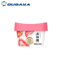 Recipientes de plástico para comida, recipientes de plástico para helado, yogurt, mantequilla, con tapa y cuchara, IML, 135ml