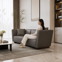 YUANCHANG Modernes PU-Leder Ecksofa-Set Hochdichter Schaumstoff Schlangenfeder-Stahlrahmen Lärchenholz-Innenrahmen Eisen