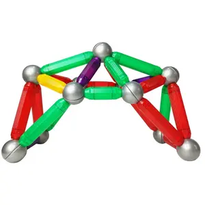 Juguete magnético de bloques de construcción, palos de construcción, juego de varilla magnética grande y bola