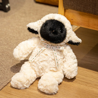 Adorable peluche de mouton noir en trois tailles avec nœud floral, parfaite pour câliner, décorer la maison et offrir des cadeaux mignons pour tous les âges
