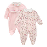Combinaison personnalisée pour nouveaux-nés à manches longues à volant Barboteuse pour bébés filles en coton Vente en gros