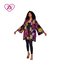 Gaun Blazer Gaya Kimono Afrika Ukuran Besar, Panjang Sedang, Motif Bunga Ankara, Ringan, Multiwarna