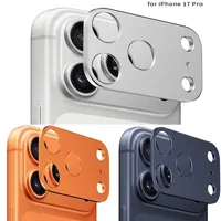 Pour iPhone 17 Pro : Cadre métallique anti-rayures pour objectif, protection d'objectif creuse, film mince, autocollant noir, orange, argenté