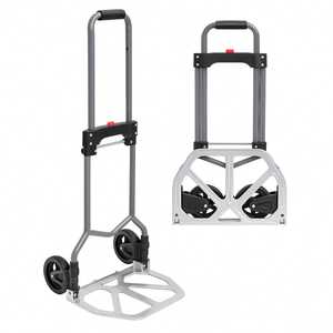 Folding Aluminum <b>Trolley</b> 38.5x41x99.5 Cm 70 Kg Capacity Telescopic Handle 2 Wheels Camping Cart - Product Image 1