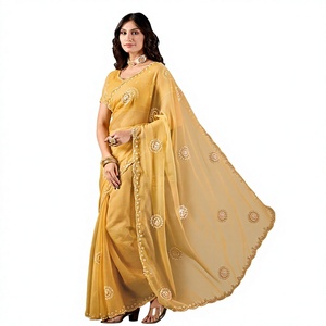 Vexotrend Indian Designer Women's <b>Satin</b> Chiffon <b>Saree</b> Beautiful Patola Design Traditional Style Wedding Diwali Party Wear - Product Image 1
