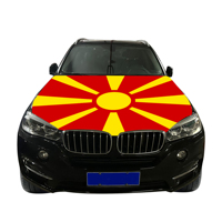 Housse de capot de voiture en spandex universelle avec drapeau de la Macédoine du Nord, pour SUV et camion, bannière de capot moteur 130x150cm, décoration pour supporters de football, vente en gros