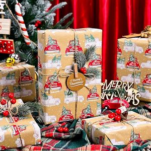 Holiday Wrapping Paper Christmas Wrapping Paper kraft wrapping paper Christmas <b>tree</b> pattern wrapping paper - Product Image 2
