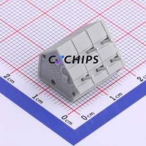 XY111B-5.08-3P Spring Terminal Block Through hole Component (THT),P=5.08mm Connector 1x3P 5.08mm Gray 3P - Product Image 2