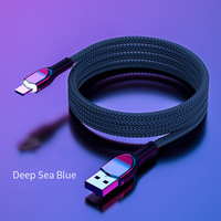 1.2m Type-C 5A Super Charge Rapide Tressé En Alliage De Zinc LED Lumière Avant USB à C Câble De Données pour iPhone V8 Chargeurs