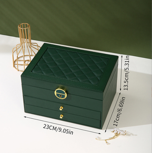Elegant PU Leather Jewelry Storage <b>Box</b>,Multi Drawer With Lock,Home Jewelry Organizer For Earring Bracelet <b>Necklace</b> - Product Image 6