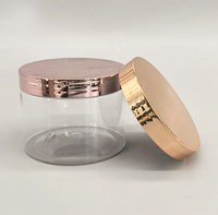 Pot en plastique PET OEM FJ300-E de 300 ml avec couvercle à vis finition or rose pour emballage cosmétique ou alimentaire
