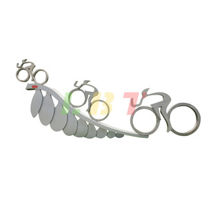 Sculpture de paysage de vélo en acier inoxydable personnalisée pour parc extérieur, repère sportif urbain - Product Image 5