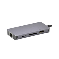 Hub USB-C 8-en-1 - 0307 Connecte projecteur, moniteur, téléviseur, etc. Boîtier en alliage d'aluminium anodisé Lecteur de cartes SD/TF