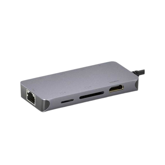 8in1 USB-C Hub - 0307 Connects  Enabled Projector Monitor TV Etc Anodized Aluminum Alloy Housing SD/TF  Card Reader