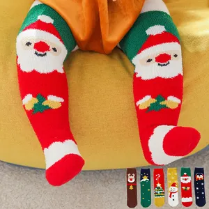 新款热卖婴儿可爱风格圣诞卡通儿童高筒袜舒适家居室内冬季睡眠时尚保暖袜子