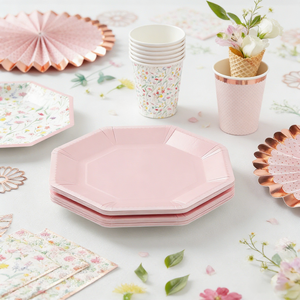 Decoración para Fiesta de Té de Primavera DAMAI, Regalos para Niñas, Plato Rosa con Diseño Floral, Vajilla Desechable, Servilletas de Papel, Vasos, Platos - Product Image 2