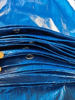 Bâche en PE de qualité économique en matériau recyclé, bleu argenté, pour l'agriculture et le camping