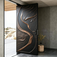 Porte d'entrée extérieure moderne et luxueuse en métal pivotant 3D pour villa, porte de sécurité extérieure pour maison